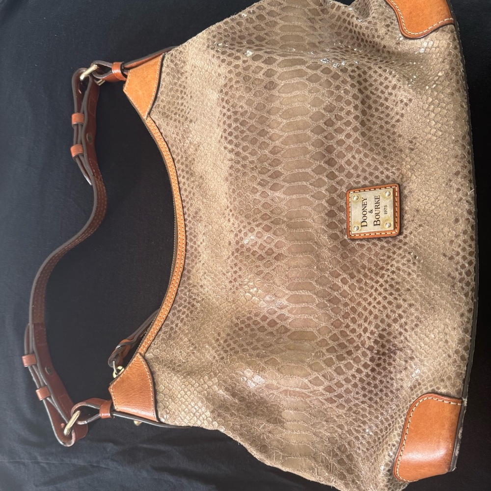 Dooney & Bourke Tan Snake Print Shoulder Bag